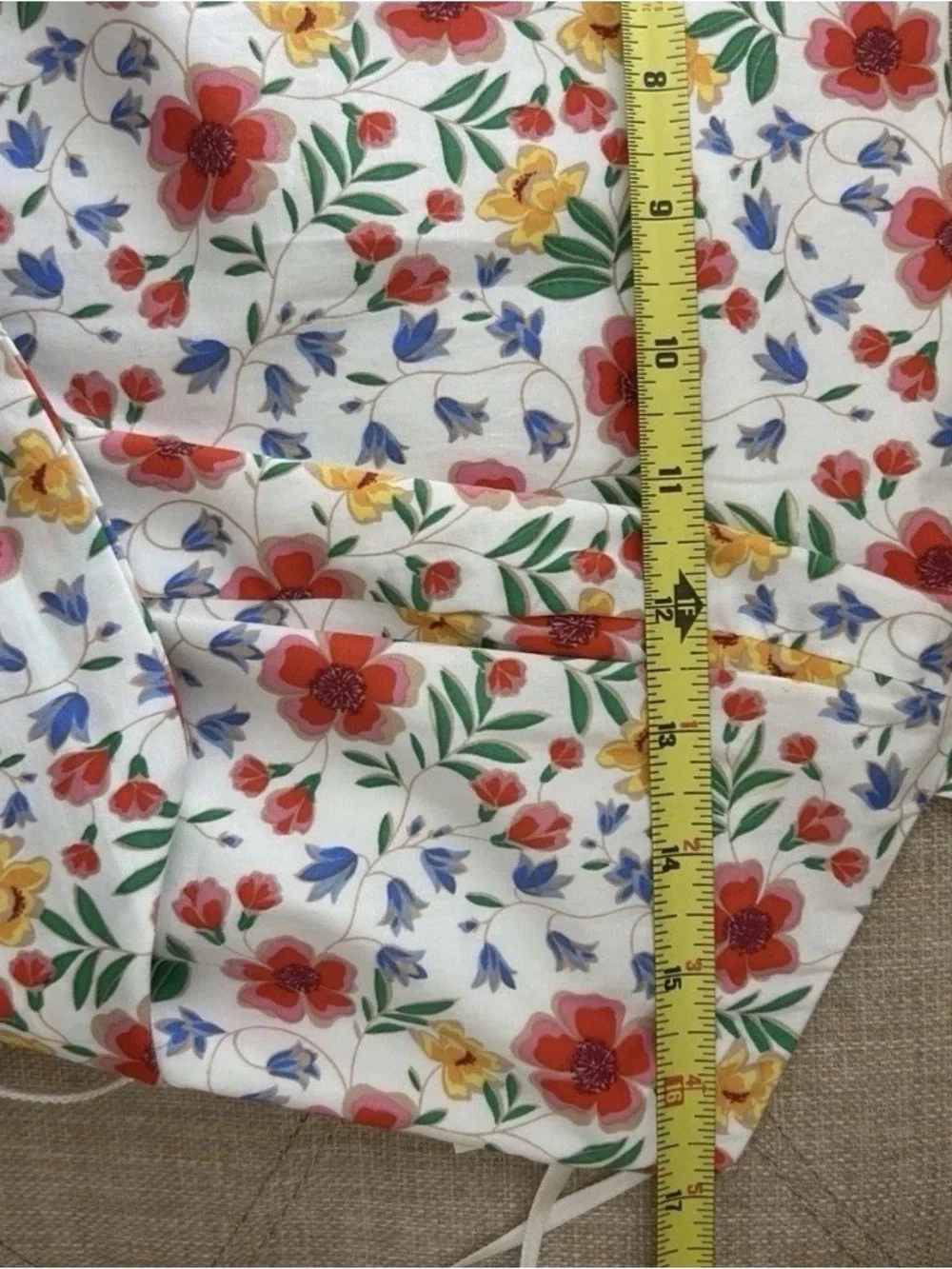 Eliza J $138 White Floral Tiered Sundress Pink Blue Green Trim Size 10 - Picture 5 of 9